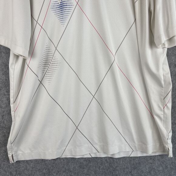 Nike Dri Fit Golf Polo Shirt Mens XL White Geometric Performance Stretch - Picture 4 of 15